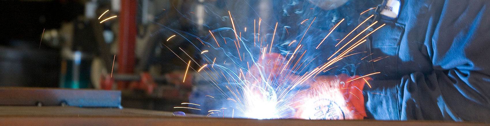 Close up of sparks from welding.